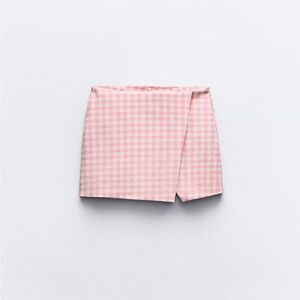 Zara Pink Gingham Mini Skort